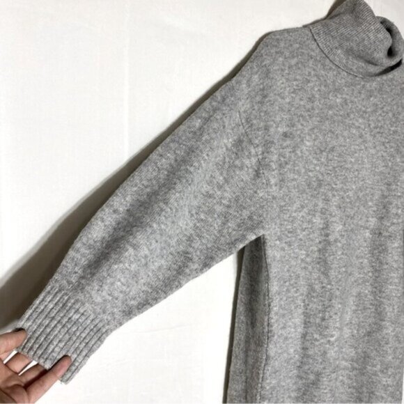 Mango Oversized Grey Knit Turtleneck Sweater W Bubble Sleeves M - Picture 8 of 14